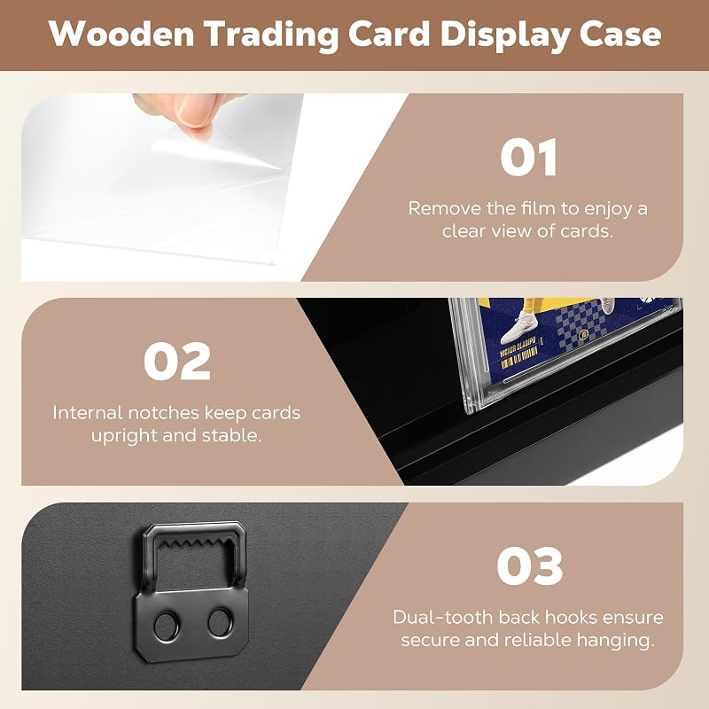 MoKo Card Display Case 3-Pack Wall Mount for 12 Graded Cards — Black