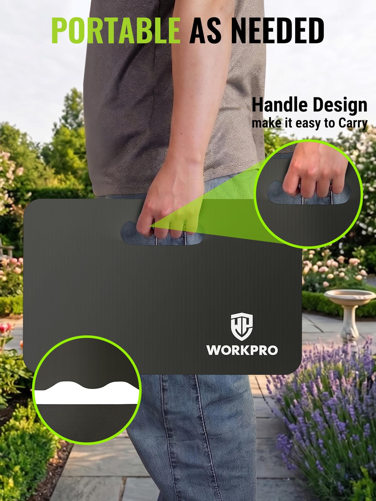WORKPRO Extra Thick Kneeling Pad, 2 Pack, 17.5 x 11 x 1.5 in, Black