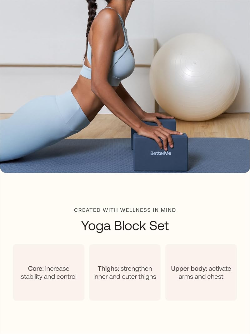 BetterMe Yoga Blocks Set of 2 - High Density Foam, Chocolate Brown