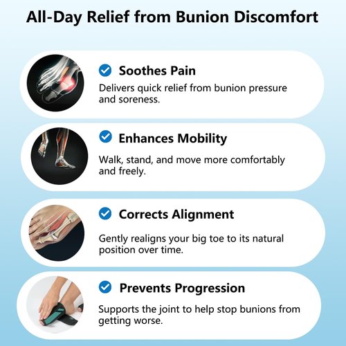 Deedlite Recovist Bunion Brace for Women & Men, Bunion Corrector Big Toe Straightener, Reduce Pain Correct Toe Alignment for Left & Right Foot (A, Black, 1 Pair)
