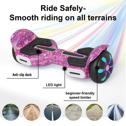 Commugo Balancing Board, 6.5 Inch LED Flashing Wheels, Black, Long Battery Life for All Ages Kids, Adults, Girls, Boys