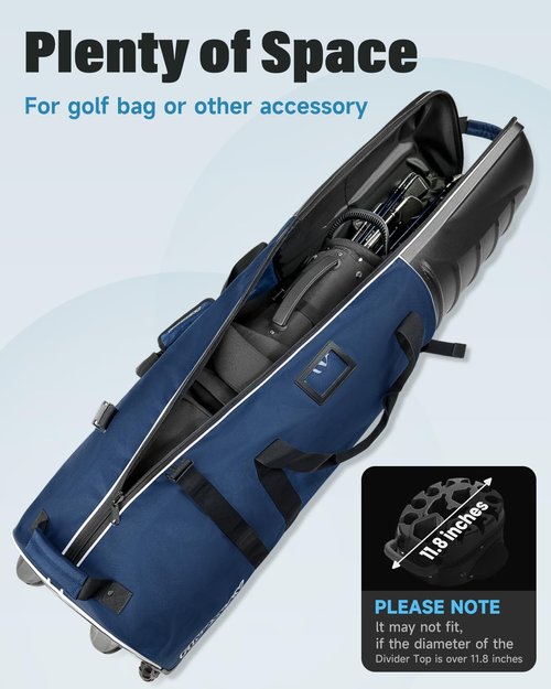 findway Golf Travel Bags, Golf Bag Travel Case for Airlines with Wheels, 1680D Heavy Duty Oxford and ABS Hard Case Top, Lightweight and Foldable