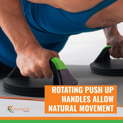 SmarterLife Push-Up Bar for Men & Women - Push-Up Handles for Floor to Prevent Elbow & Wrist Strain, Wide Grips with Non-Slip Rubber Pads for Comfort - Two Push-Up Bars & Workout Guide Included