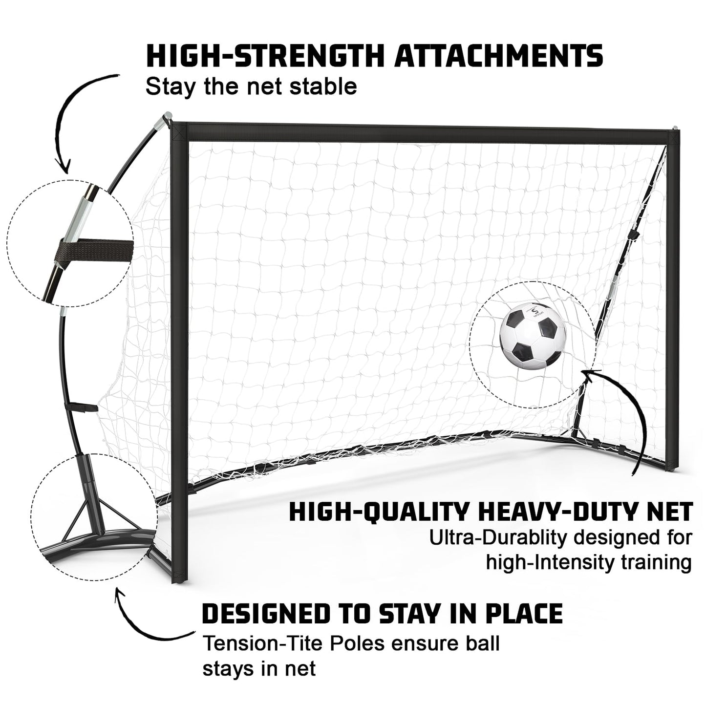 AOLIGEIJS Portable Soccer Goal for Backyard, Youth Adults Soccer Goal Set with Net + Ground Stakes, Soccer Target and Agility Speed Training Equipment