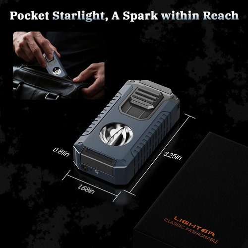 Torch Lighter Built-in Cutter, Punch, Holder, and Draw Enhancer Tool, with Gift Box for Men, Windproof Triple Jet Flame, Refillable Butane Lighter, All-in-one Lighters Accessories for Candle, Outdoor