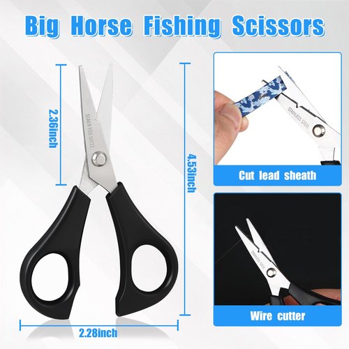 JOYOUSLIFE 5pc Fishing Tool Kits - Fishing Pliers, Fillet Knife with Sheath, Stainless Steel Fish Lip Gripper, Fishing Hook Remover and Big Horse Fishing Scissor Line Cutter