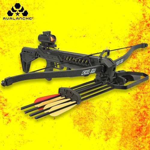 Avalanche Hellhound Recurve Crossbow | Scope, Bolts, Cocking Rope, Quiver Included | 175-Lb Draw Weight | 255 Fps with 16" Aluminum Arrow | Adjustable Composite Butt Stock | Scope Included