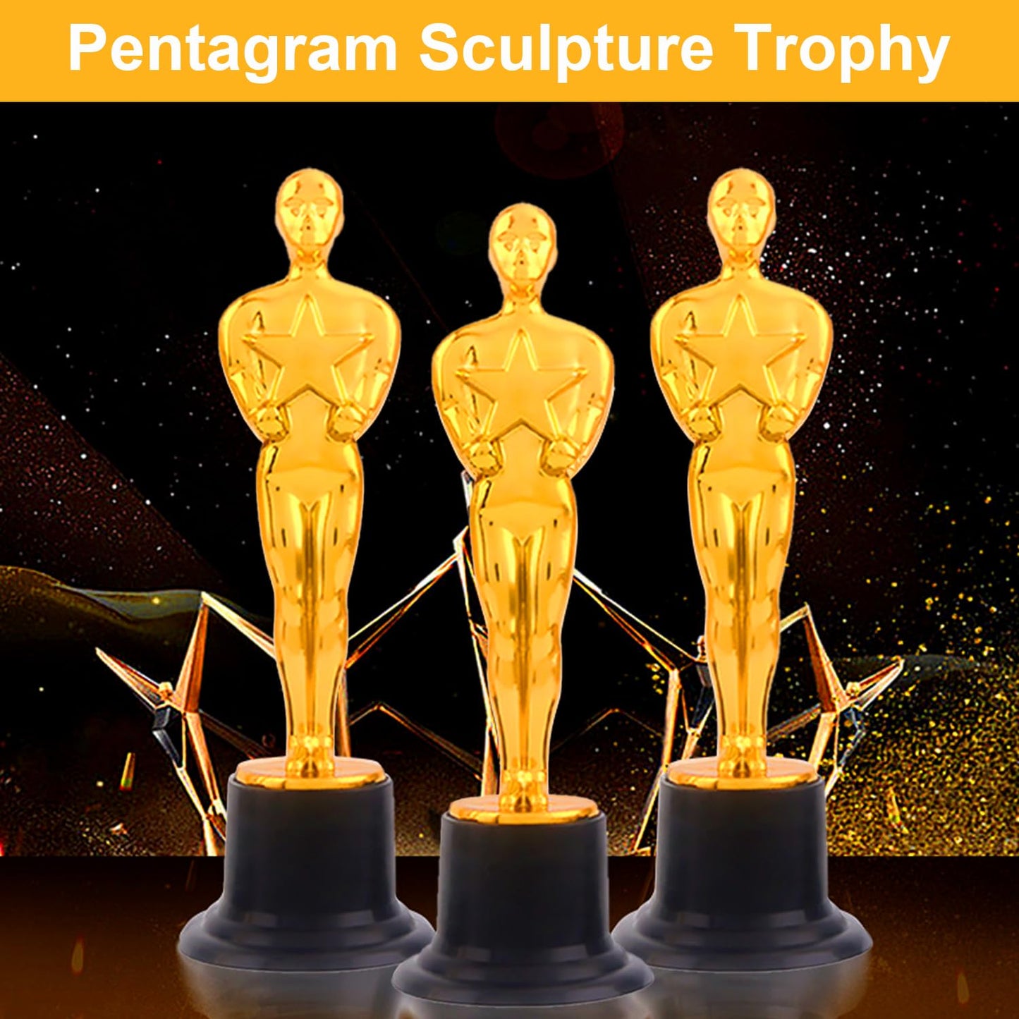 inheming 8 PCS Golden Award Trophies, 6 inch Small Gold Statues Trophies, Winner Trophy for Birthday Parties, Celebrations, Anniversaries, Giveaways, Sports Awards, Competition