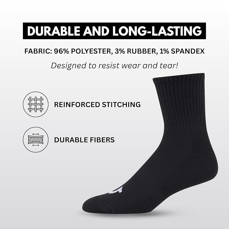 True Religion Men’s Mid Crew Socks – 12 Pack, Black