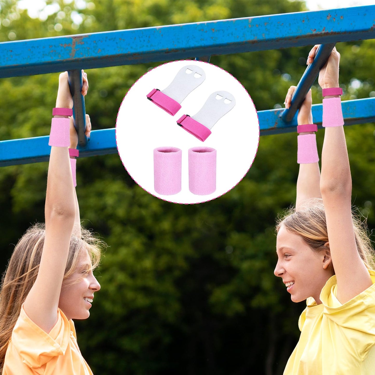 1 Pair Kids Gymnastics Grips for Bars Training - Adjustable Wrist Support with Anti-Slip Palm, Leather Hand Protectors for Girls & Boys 5-12 Years (Breathable, Left+Right Hand) (S)