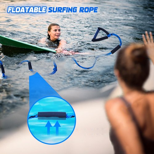 ASVAEVAS Wakesurf Rope 25ft Floating Wake Surf Ropes and Handle, 4 Sections Adjustable Surf Tow Rope for Wakesurfing and Watersports