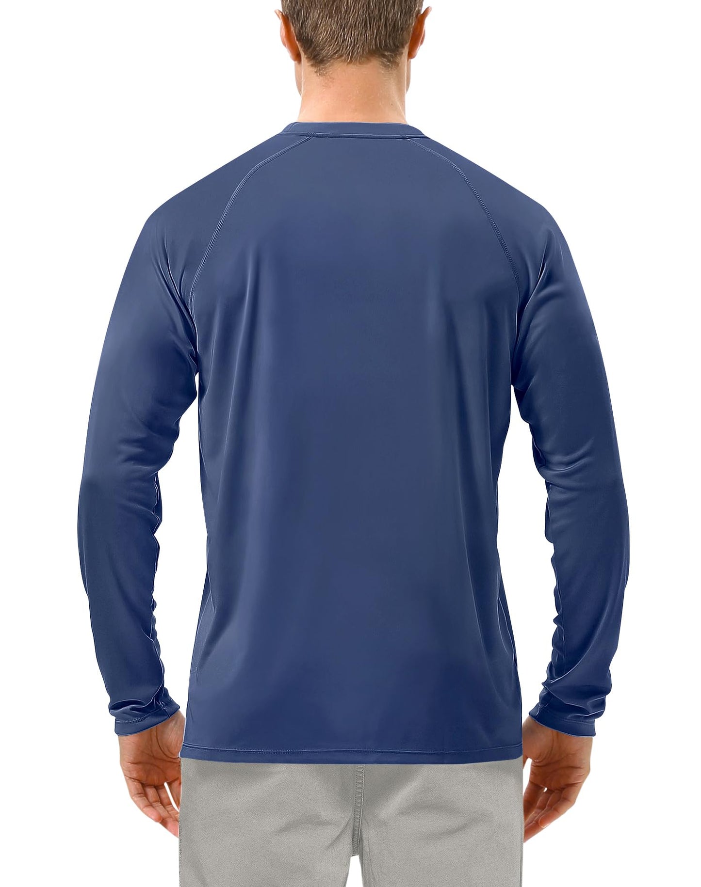 Roadbox Mens UPF 50+ UV Sun Protection Shirts Outdoor Long Sleeve SPF Diving Rash Guard for Fishing Hiking Swimming Ocean Blue