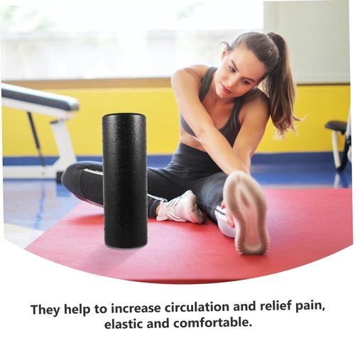 Mikikit Yoga Column Foam Roller Massage Roller Muscle Deep Soft Foam Pilates Massage Muscles Tissue Tight Yoga Epp Black