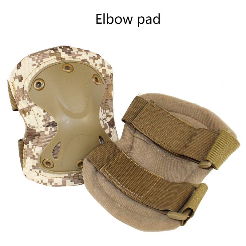 AOUTACC Tactical Combat Knee & Elbow Protective Pads Set for Outdoor CS Paintball Game Cycling Safety Skateboarding Gear Skates Knee Protection Guard Pads (DD)