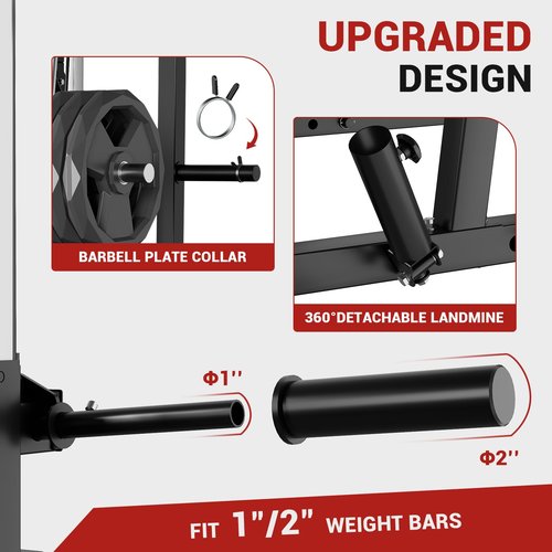 GarveeLife Smith Machine, 2000LBS Squat Rack for Home Gym, Multi-Function Power Cage Cable Crossover System Strength Training Equipment, Lat Pulldown Machines with 8 Weight Storage Pin, T-Bar and More