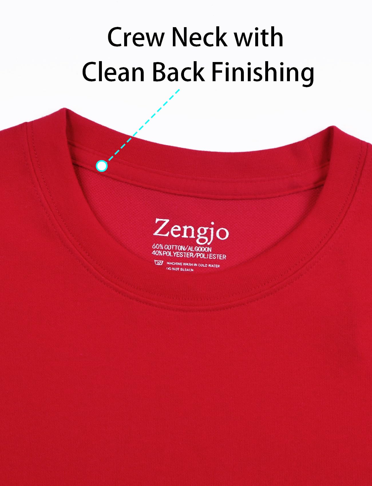 Zengjo Crew Neck T Shirts for Men Regular Fit Soft Jersey Classic Plain Tee (Red,Large)