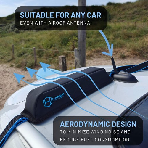 Hang 11 Surfboard Roof Rack - Fits Any Vehicle, Carries up to 3 Boards, Extra-Wide 1.5" Straps, Premium Surfboard Car Rack, Soft Universal Roof Carrier for Surf Board Paddle Board & SUP