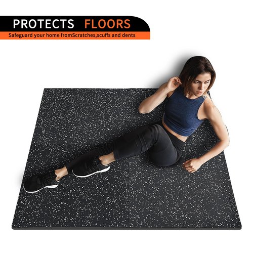 Bebikim 12 PCS 24x24in 0.56" Interlocking Gym Exercise Mat Thick - 48 Sq Ft High-Density EVA Foam with Rubber Surface, Non-Slip Workout Mat for Home Gym Equipment (Black, 12 PCS)