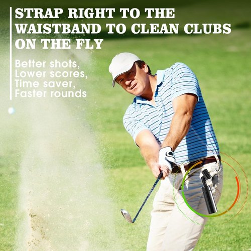 Wynaura Pro Golf Club Cleaner Brush with Golf Groove Sharpener Tool Suitable for U & V-Grooves 8 Inches Golf Water Brush with Retractable Clip Hold 5oz of Water Perfect Golf Accessories for Men/Women