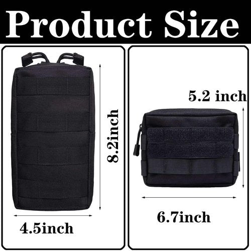 LUYEJKO 4 Pack Tactical Molle Pouches,Molle Backpack Attachments,Small Tactical Pouch for Backpack (Black)
