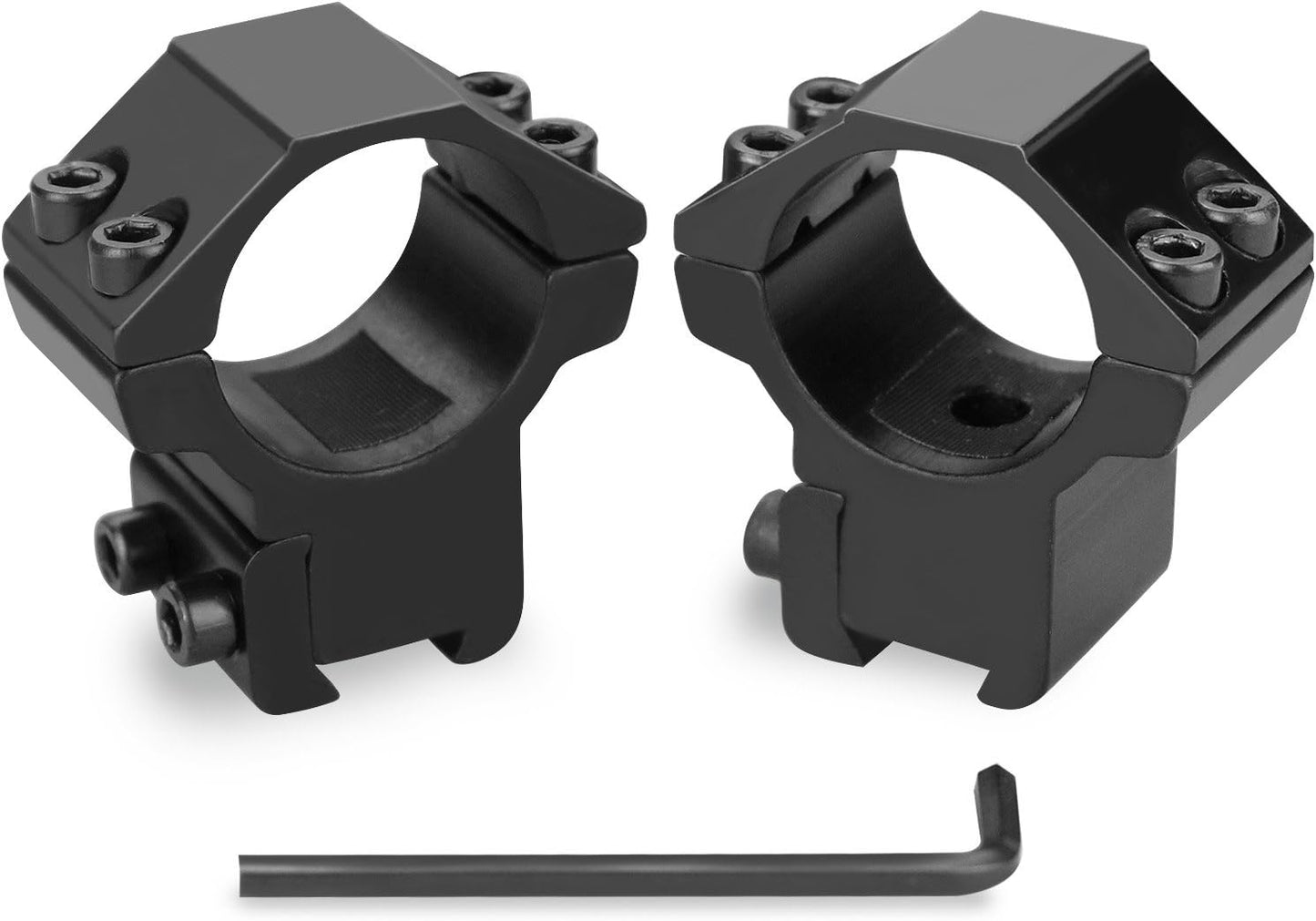 1'' Dovetail Scope Rings, Medium Profile Scope Mounts for 11 mm Dovetail Rails - 2 Pieces (One has Stop pin)