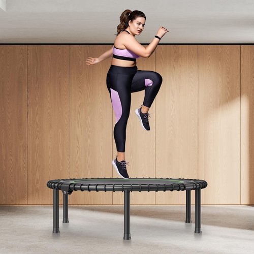 VEVOR Foldable Mini Trampoline, 40 Inch Fitness Rebounder, Max Load 330 lbs Exercise Trampoline, Stable & Quiet Indoor/Outdoor Workout, Adults