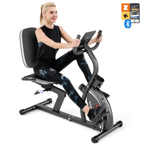 VANSWE Recumbent Exercise Bike for Adults Seniors - For Home Workout with 16 Levels Resistance, 380 lbs Weight Capacity, Bluetooth Connectivity and Pulse Sensor RB661 (Silver)