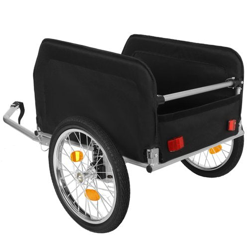 Heavy-Duty Bike Cargo Trailer with Removable Waterproof Cover – 88 lbs Capacity, 16" All-Terrain Wheels & Foldable Design for Camping, Groceries, Hauling Essentials