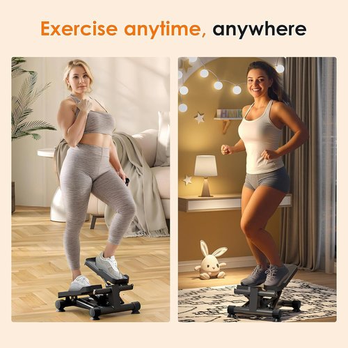 SogesHome Stair Stepper Machine with Resistance Bands, Mini Fitness Stepper for Cardio Workout with LCD Monitor & Non-Slip Pedals, Low Impact Stepper for Legs, Butt & Thigh Toning, Home Gym Equipment