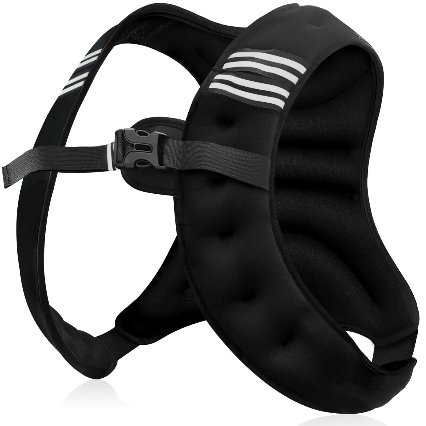 NATURELUX Weighted Vest with Reflective Stripe and Adjustable Buckle Straps, Black, 5 lbs