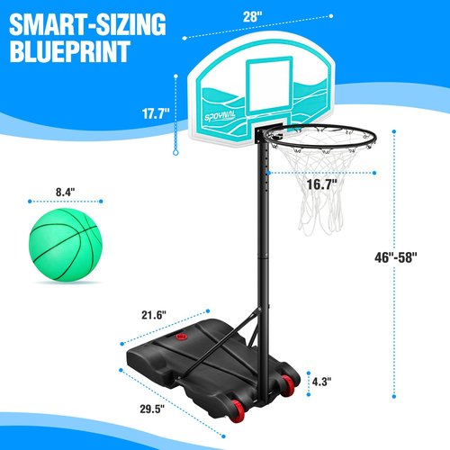 Pool Basketball Hoop Adjustable Swimming Pool Basketball - 7- Height Pool Accessories with LED Light, 2 Balls & Pump, Water Basketball Goals System, Portable Basketball Hoop