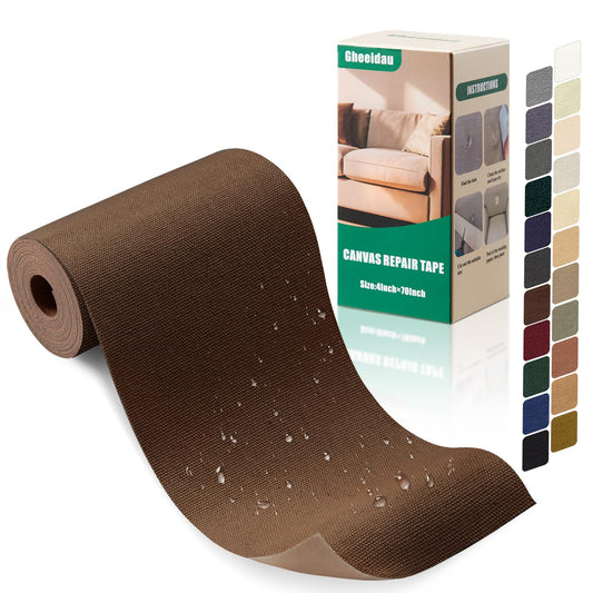 Gheeidau Canvas Repair Tape 4×70 Inch Waterproof Self-Adhesive Fabric Repair Patch for Repairing Boat Covers,Tents,Patio Umbrellas,Car Seats,Luggage,Sofas.(Dark Brown)