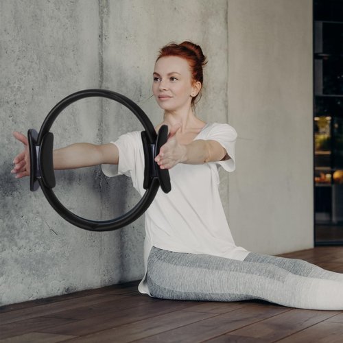Syhood 6 Pcs Pilates Ring 11.81 Inch Pilates Circle Yoga Ring Magic Lightweight Flexible Workout Equipment for Fitness Physical Therapy Resistance Exercise Arms Legs(Black)