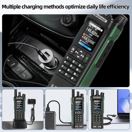 BAOFENG UV-32 Ham Radio Long Range 10W Rechargeable Walkie Talkies UV32 5RM K5 Handheld Two Way Radio NOAA Weather Radio with GPS,APP Programming,Copy Frequency,USB-C Charging for Survival Gear