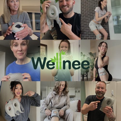 Wellnee Knee Brace with Silicone Padding - Compression Sleeve for Men & Women - Joint Support that Massages & Boosts Circulation During Walking, Running & Exercise