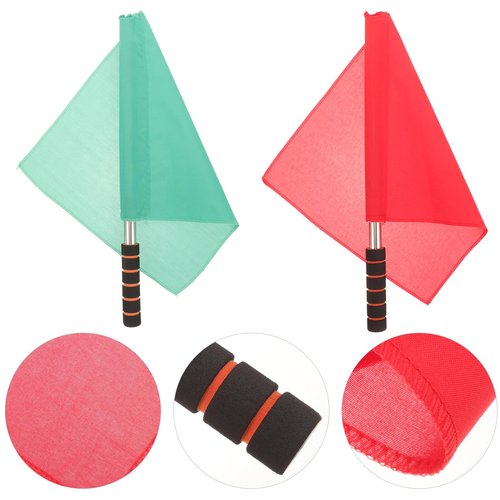 BESPORTBLE Referee Flag Hand Flag Red and Green Flag Sponge Handle Special Patrol Linesman Linesman Flag Performance Official Flag for Sports Events Soccer Football Hockey Training Match
