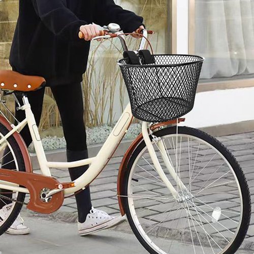 Adult Bike Basket Front, Bicycle Basket for Women, Waterproof Metal Wire Bicycle Basket with Carrying Handle, Suitable for Most Adult Bicycles, Practical Bike Accessories