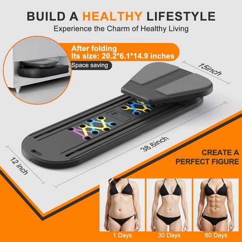 Pilates Board,Pilates Reformer Sets,Multifunctional Abdominal Pilates Board for Home Workout Equipment,Portable Foldable Ab Board Pilates Exercise Machine,Pilates Reformer Board for Women,Deep Black