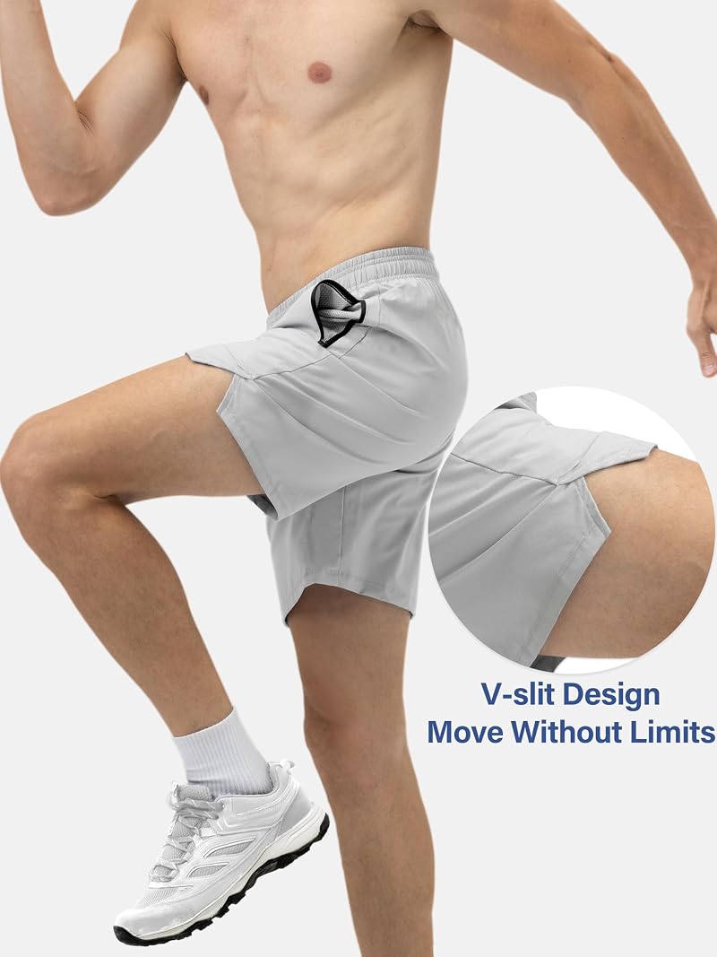 Mens Athletic Shorts 3 Pack Quick Dry Gym Running With Zipper Pockets - Black/Gray/Charcoal Medium