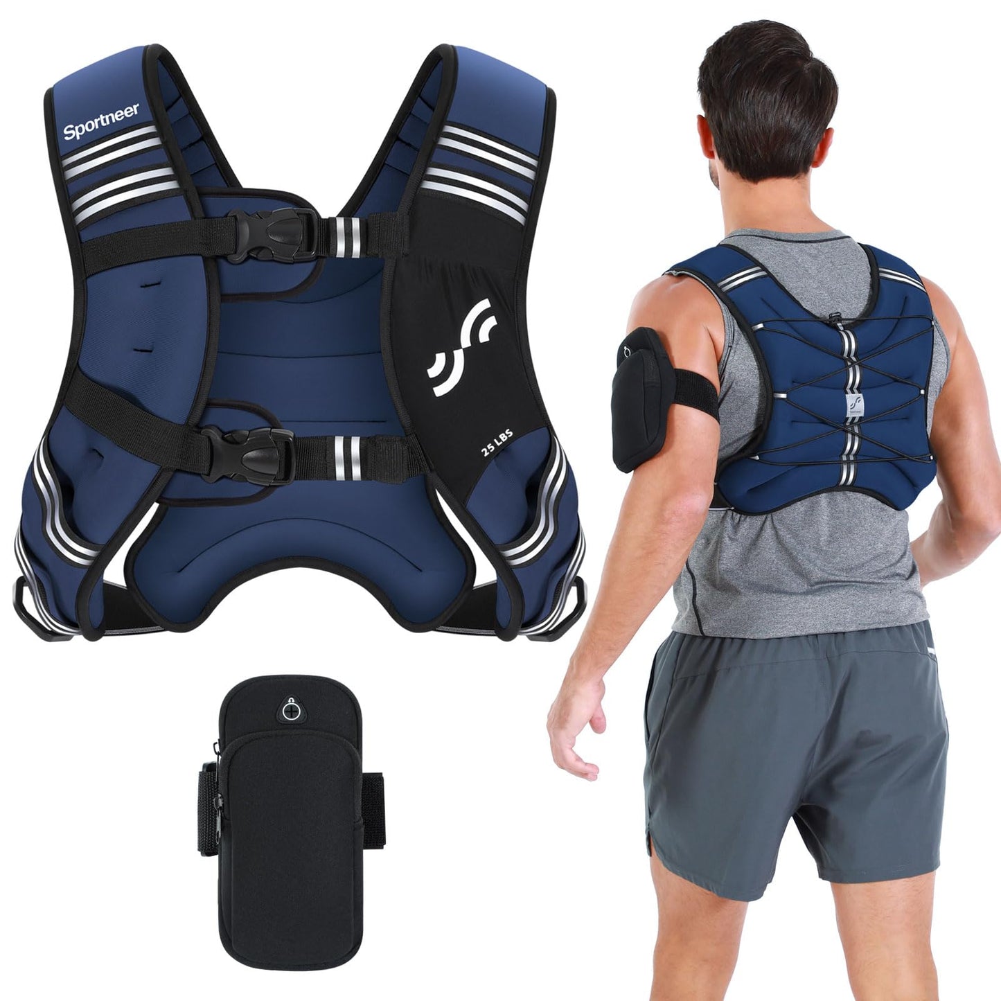 Sportneer Weighted Vest for Women 20lb Walking Weight Vest with Phone Bag