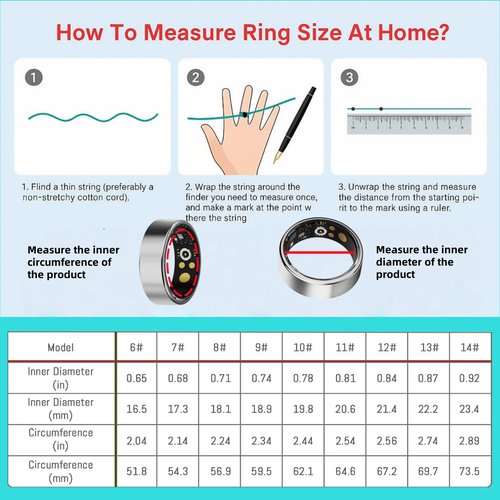 Smart Ring Fitness Tracker for iOS & Android – Sleep Monitor Heart Rate Blood Oxygen & Pressure 8 Sports Modes IP68 Waterproof NO Subscription Long Battery Life (Titanium Silver, 8#)