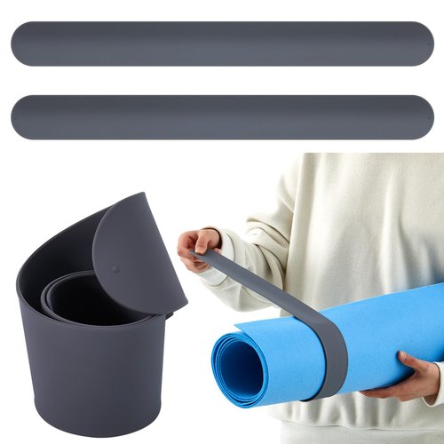 Leyndo 2 Pcs Yoga Mat Strap Band 20" l x 2" w Yoga Strap Tightly Rolled and Secure(Gray)