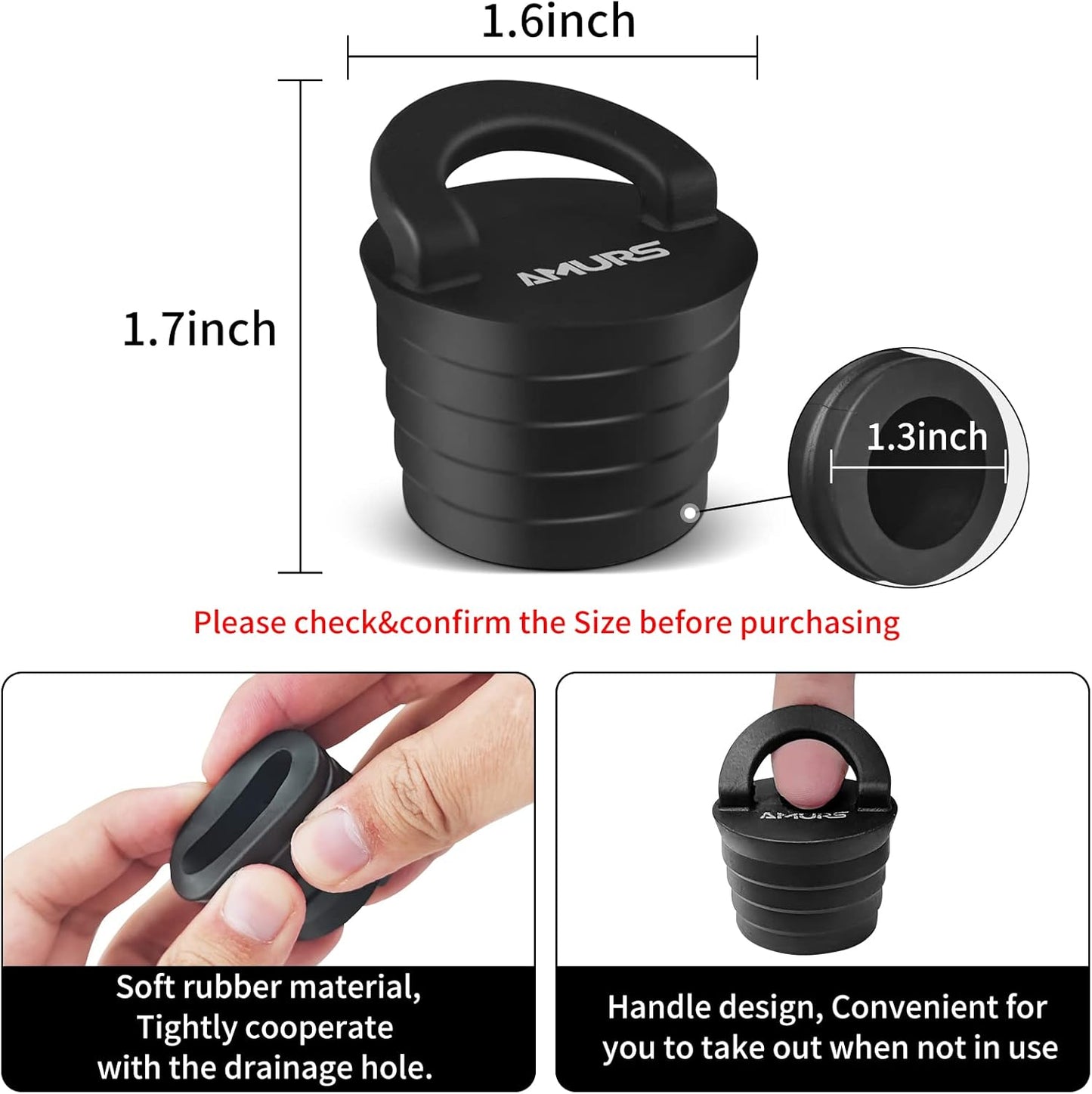 Kayak Scupper Plug Kit Scupper Plugs Drain Holes Stopper with Silicone Handle Universal Kayak Plugs for sit on top of Kayak Canoe Boat