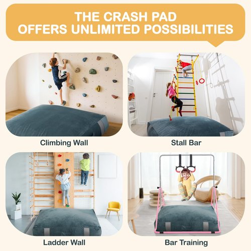 FINCOME Crash Pad 4'x3' Crash Pads for Kids Sensory with Foam Blocks Gray Sensory Pad with Washable Cover Sensory Crash Pad for Climbing Gymnastics Sensory Tool for Schools, Sensory Therapy 48”x 36”