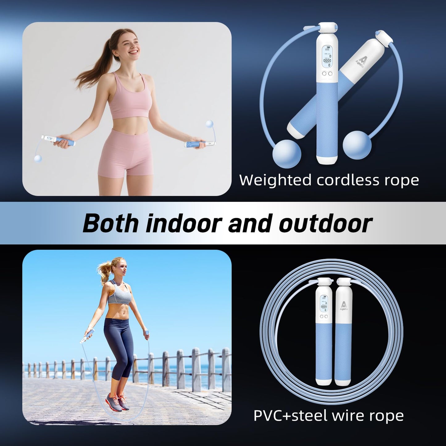 Weighted Cordless Jump Rope for Adults, Adjustable Length Ropes Ropeless Jump Rope for Beach Body Cordless Jumping Rope With Indoor Jumprope Great for Improving Fitness In Small Spaces