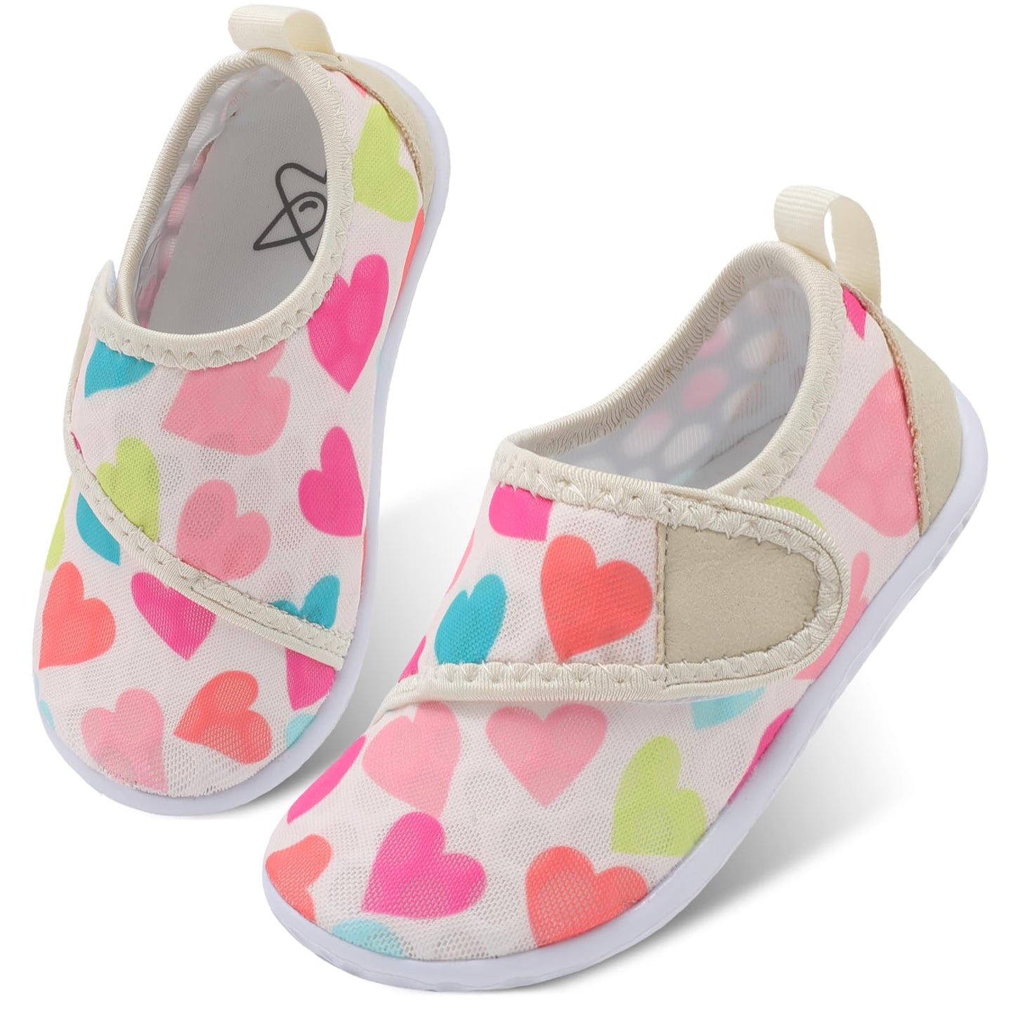LeIsfIt Kids Water Shoes Toddler Girls Boys Swim Shoes Outdoor Quick-Dry Breathable Aqua Socks for Beach Pool Surf, Color Love, 7 Toddler