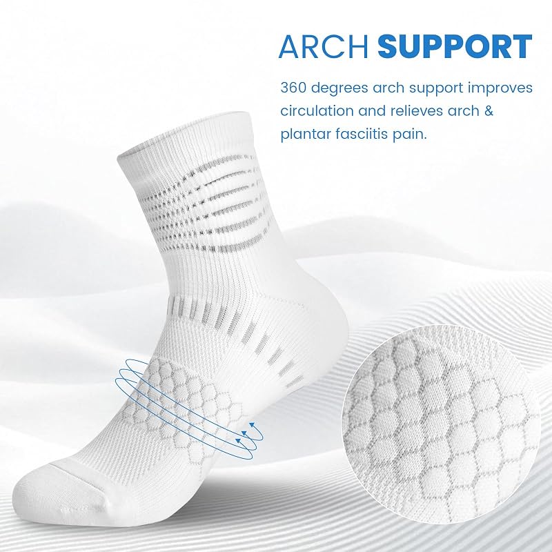 IRAMY Ankle Compression Socks for Plantar Fasciitis Relief, 5 Pairs – Black White Dark Grey