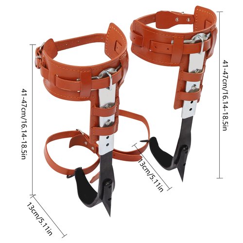 SongChaza Tree Climbing Spikes, Tree Climbing Gear with Thicker Buckles, Cow Leather Tree Climbing Spikes Set Height Adjustable Tree Climbing Tool for Outdoor Jungle Survival Fruit Picking