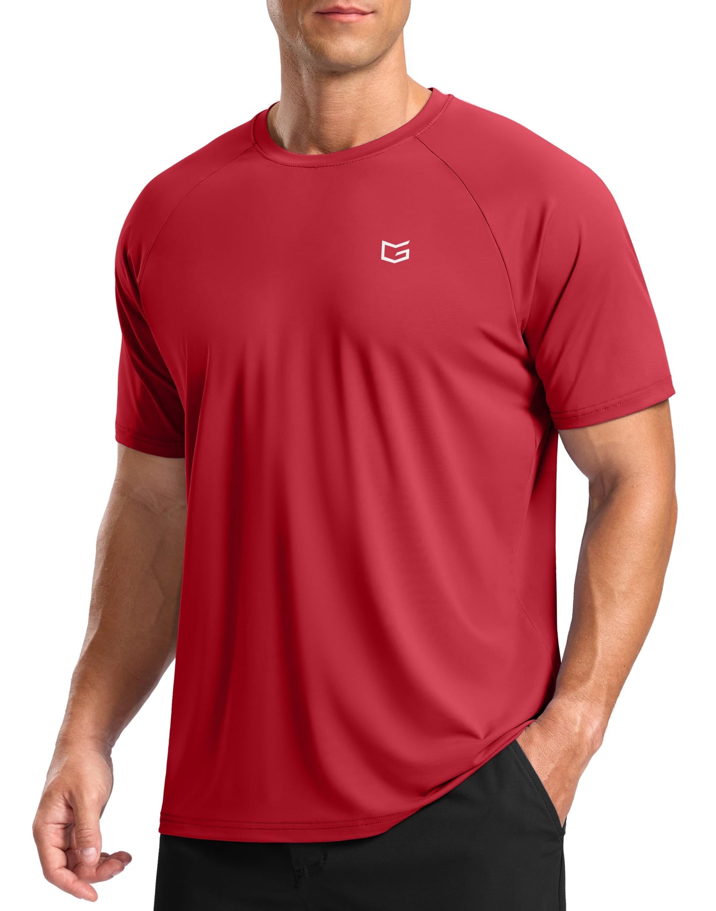 Men's Athletic Workout T-Shirts Moisture Wicking Cooling Running Shirts Short Sleeve Performance Tee for Gym Tennis(Red,3XL)