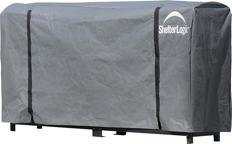 ShelterLogic 8-Foot Firewood Rack-in-a-Box Universal Cover – Full-Length, Weather-Resistant